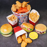 HULIANFU Simulation Fried Chicken Model Food Photo Prop Artificial Hamburger Fake French Fries Cake Funny Toys Fast Food Shop Display Dec