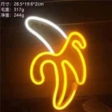 HULIANFU Night Ligh USB Powered Banana Cactus Pineapple Coconut Tree Love Popsicle Hello Rose Led Backplane Neon Lights for Bedroom Decor