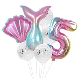 HULIANFU Little Mermaid Party Balloons 32inch Number Foil Balloon Kids Birthday Party Decoration Supplies Baby Shower Decor Helium Globos
