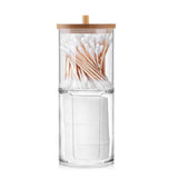 HULIANFU Makeup Cotton Pad Organizer Bathroom Storage Box For Cotton Swabs Cosmetics Jewelry Makeup Remover pad Container with Bamboo Lid