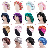 HULIANFU Women Night Sleep Hat Adjust Satin Bonnet Hair Styling Cap Long Hair Care 29 Styles Silk Head Wrap Shower Cap Hair Styling Tools
