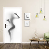 HULIANFU 2023 Modern PVC Door Sticker Self Adhesive Vinyl Silver Water Wave Pattern Waterproof Wall Sticker Home Decor Wallpaper
