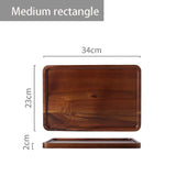 HULIANFU Japanese-style household acacia wood, rectangular and round trays, cup holders, cups, tea cups, snack trays, pizza trays