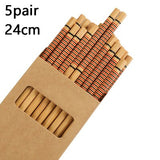 HULIANFU Reusable 5 Pair Set Handmade Bamboo Japanese Natural Wood Chopsticks Sushi Food Cat Flower Multi color Wooden Chop sticks