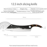HULIANFU Sowoll Kitchen Knife High Carbon Steel 12.5 Inch Long Chef Knife Forged Vegetable Cooking Cleaver Cutting Slicer Meat Knife Tool