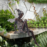 HULIANFU Tudor And Turek Resin Sitting Fairy Statue Garden Ornament Porch Sculpture Yard Craft Landscaping for Home Garden Decoration