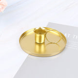 HULIANFU Iron Black Gold Plated Candle Holders Pillar Metal Plate For Wedding Party Festival Candlestick Holder Art Gift Home Decoration