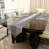 HULIANFU Luxury Table Runner with Handmade Rhinestones European Tasseled Flannel Table Runner Wedding Party Supplies Pillowcase Napkin