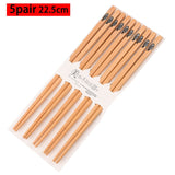 HULIANFU Reusable 5 Pair Set Handmade Bamboo Japanese Style Natural Wood Chopsticks Sushi Food Cat Flower Multi Color Wooden Chop Sticks