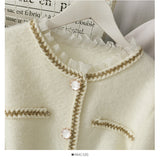 New Mink Cashmere Loose Sweater Cardigan Jacket Women Autumn and Winter Short Bright Silk Stripe Thickened Knitted Top Coat