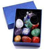 HULIANFU Natural Stone Crystal Gemstone Chakras Healing Quartz Mineral Ornament Home Decoration High Quality Gifts Box 14/10/8/7 PCS/Set
