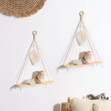 HULIANFU Wall Hanging Shelf Boho Home Decor Rope Macrame Shelf for Plant Hanger Farmhouse Rustic Planter Bedroom Living Room Decoration