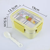 HULIANFU Portable Stainless Steel Lunch Box Double Layer Cartoon Food Container Box Microwave Bento Box for Kids Children Picnic School