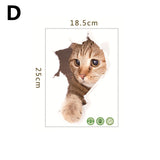 HULIANFU Toilet Stickers 3D Cat Vivid Wall Sticker  Fashion Lovely Animal Pvc Waterproof Decal For Bathroom Toilet Kicthen Decorative