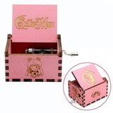 HULIANFU New Black Castle In The Sky Queen  Music Box Wooden Music Box Birthday Gift Antique Carved Wooden Handle