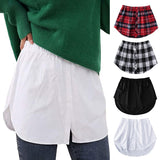 Hulianfu Detachable Underskirt Cotton Shirt Extender for Women Irregular False Skirt Tail Blouse Hem Plaid Mini Skirt Extender Hemline