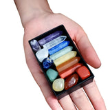 HULIANFU Natural Stone Crystal Gemstone Chakras Healing Quartz Mineral Ornament Home Decoration High Quality Gifts Box 14/10/8/7 PCS/Set