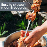 HULIANFU Skewers for Barbecue Reusable Grill Stainless Steel Skewers Shish Kebab BBQ Camping Flat Forks Gadgets Kitchen Accessories Tools