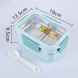 HULIANFU Portable Stainless Steel Lunch Box Double Layer Cartoon Food Container Box Microwave Bento Box for Kids Children Picnic School