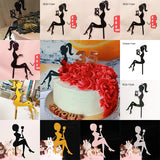 HULIANFU New High Heels Lady Happy Birthday Acrylic Cake Topper Wedding Girls Cake Toppers for 16 18 21 Birthday Party Cake Decorations