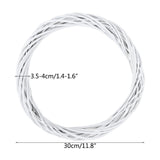 HULIANFU White Garland Wicker Round Design Christmas Tree Rattan Wreath Ornament Vine Ring Decoration Home Party Hanging Flower Craft