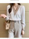 Long Sleeve White Blouse Tops Blouse Women Blusas Mujer De Moda hulianfu Embroidery V-Neck Chiffon Blouse Shirt Women Blouses E226