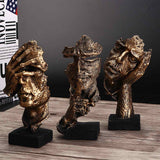 HULIANFU Nordic Simple Abstract Sculpture Figurine Ornaments Silence Is Gold Office Home Decoration Accessories Modern Art Resin Decor