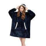 HULIANFU Winter Sherpa Blanket With Sleeves Ultra Plush Fleece Sweatshirt Blanket Hoodie Pink Grey Wine Blue Warm Flannel Hooded Blankets