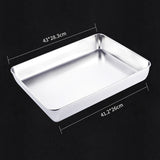 HULIANFU Thicken Stainless Steel Storage Tray with Lid Rectangle Food Plate Flat Bottom Dish Bakeware Cake Bread Baking Pan Kitchen Tools