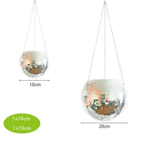 HULIANFU Retro Disco Ball Planter Basket Round Mirror Hanging Pot flower pot Wall Planter Pot Hangin Vase Desktop Decoration Balcony Vase