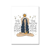 HULIANFU Nordic Style Feminine Posters and Prints Female Celestial Wall Art Sun Moon Body Soul Wall Pictures for Living Room Home Decor