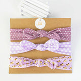 HULIANFU 3pcs Cotton Elastic Knot Headbands for Women Baby Girls Bow headband Baby Shower baptism Colorful Face Wash Hair accessories