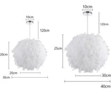 HULIANFU Mordern Feather Pendant Lamp E27 Lamp Holder Fairy Hanging Lamp Goose Feather Bedroom Dining Room Loft Chandelier Ceiling Light