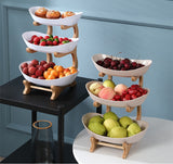 HULIANFU Table Plates For Serving Plates Dinnerware Wooden Partitioned Dish Snack Candy Cake Stand Bowl Food Fruit Plates Set Tableware