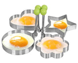 HULIANFU  5 Shapes Stainless Steel Fried Egg Shaper Egg Mold DIY Breakfast Egg Pancake Rings Sandwich Kitchen Tools Utensil Baking Tools