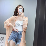 Hulianfu Women Blouse Sun Protection Fashion Long Lantern Sleeve Outerwear Sheer All-match Thin Beach Street Comfort Korean Style Leisure