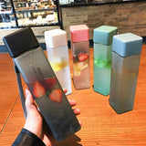 HULIANFU Square Frosted Water Cup Portable Leakproof With Rope Sports Cup Square Cup Bottles  Sports Cup with Portable Milk RopeWater Cup