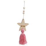 HULIANFU Nordic Style Wall Hanging Ornament For Photography Props Cute Star Shape Wooden Beads Tassel Pendant Baby Room Decoration