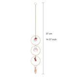 HULIANFU Metallic Hoop Moon Suncatcher Ornament Wind Chimes Crystal Prisms Hanging Rainbow Chaser Window Curtains Pendant Home Decor Gift