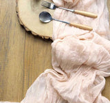 HULIANFU RU075C Popular Wedding Party baby shower decoration cotton gold blush pink dark green beige blue cheesecloth gauze table runner