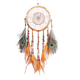 HULIANFU Mini Car Dream Catcher Beaded Natural Feathers Handcraft Chic Hanging Ornaments Mirror Room Bedroom Wall Decor