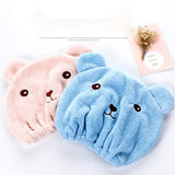 HULIANFU Lovely Bear Hair Drying Cap Towel Microfiber Quickly Dry Hair Shower Hat Wrapped Towels Cartoon Bathing Cap Bathroom Accessories