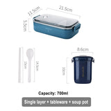 HULIANFU Japanese style Multi-layer lunch box food container storage Portable Leak-Proof bento box for kids with Soup Cup Breakfast Boxes