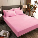 HULIANFU  WOSTAR Flannel winter warm elastic band fitted sheet mattress protector cover super soft cozy king size bed sheet and pillowcase