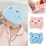 HULIANFU Lovely Cat Hair Drying Cap Bath Towel Microfiber Shower Sleeping Hat Wrapped Towels Bathing Caps For Women Bathroom Accessories