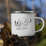 HULIANFU Night Forest Mountain Print Enamel Creative Coffee Tea Water  Milk Cups Camping Mugs Handle Drinkware Vacation Hiking Mug Gifts