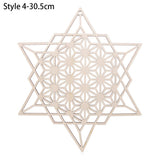 HULIANFU Log Color Chakra Pattern Round Edge Circles Carved Wooden Stand Coaster Flower of life Reload Stone Kitchen Hot Pad Mat Decor