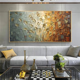HULIANFU Nordic Art Abstract Leaves Flowers Oil Painting on Canvas Wall Art Posters Prints Wall Pictures for Living Room Home Cuadros