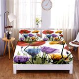 HULIANFU Pretty Flower Digital Printed 3pc Polyester  Fitted Sheet Mattress Cover Four Corners with Elastic Band Bed Sheet Pillowcases