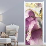 HULIANFU  PVC Self-Adhesive Waterproof Door Sticker Modern Abstract Light Luxury Hand-painted Artistic Landscape Wallpaper 3D Home Decal